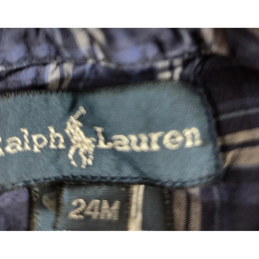 Polo Ralph Lauren Shirt Boy Toddler 24 Months Navy Check Button Up Long‎ Sleeve